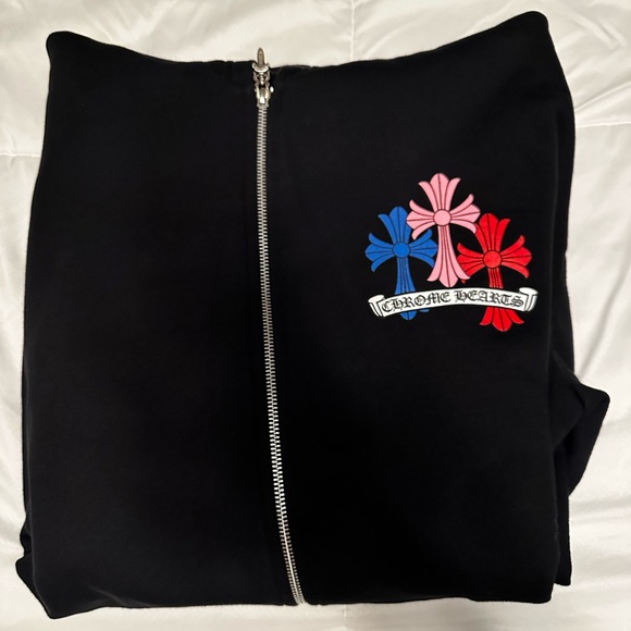 Chrome Hearts Multi Color Cross Cemetery Zip Up Hoodie Black, BRAND NEW  www.unae.edu.py